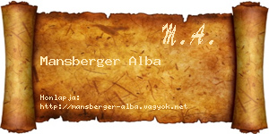 Mansberger Alba névjegykártya